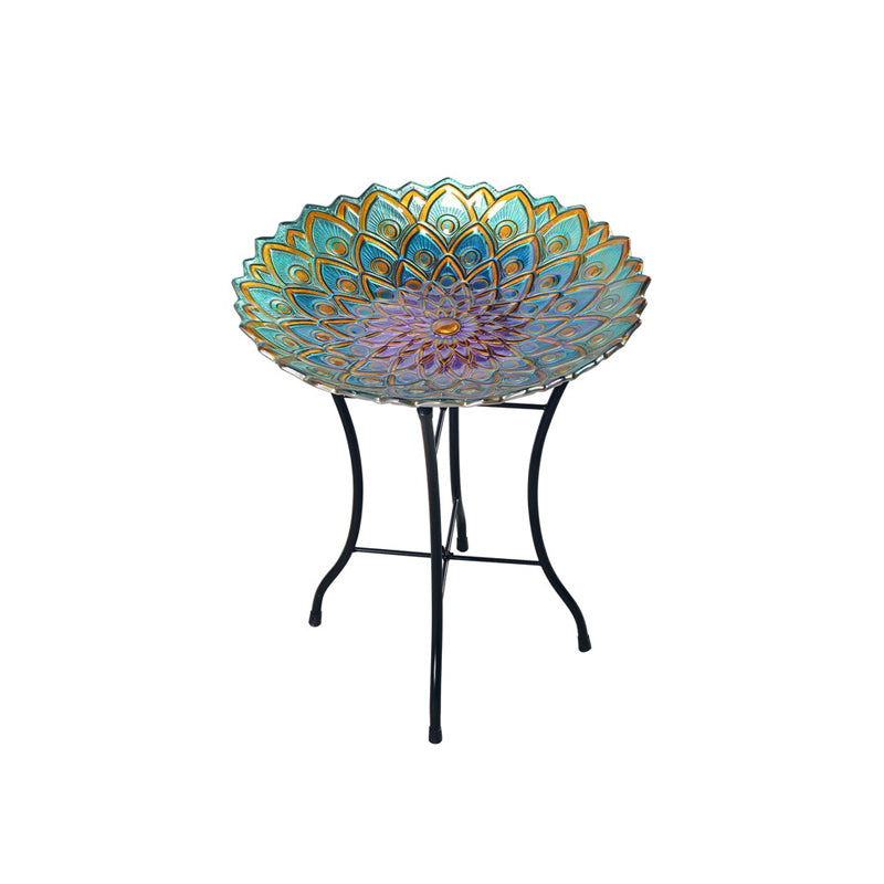 Chantal Handpainted Flower Glass Birdbath