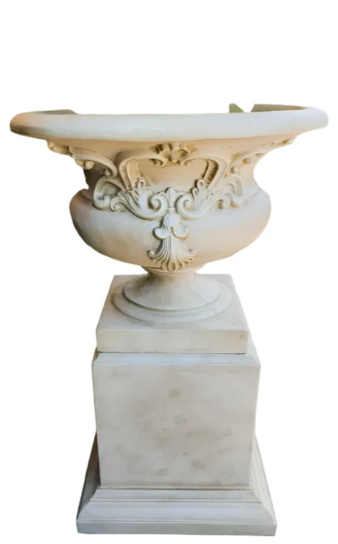 Outdoor Garden Patio St Michele Urn Pedestal Pot Round Bowl Planter Sandstone