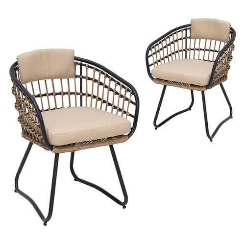 Riva Beige Rattan Outdoor Dining Chairs (Set of 2)