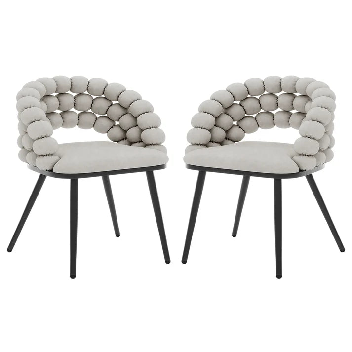 Jacqueline Curved Dining Chair Set of 2. Warm Grey or Oatmeal