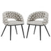 Jacqueline Curved Dining Chair Set of 2. Warm Grey or Oatmeal