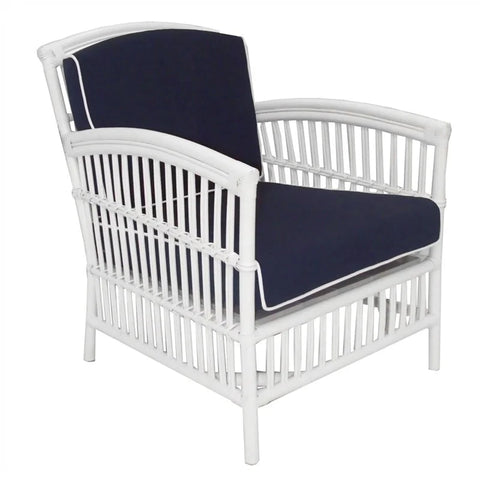 Orazio Rattan Armchair with Cushion - White/Navy