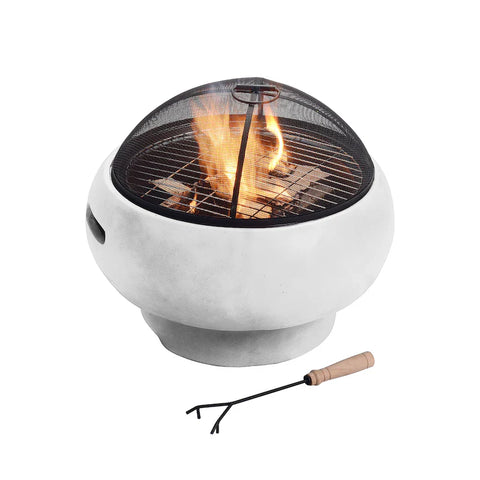 Mirana Round 53cm Fire Pit with Accessories, Gray