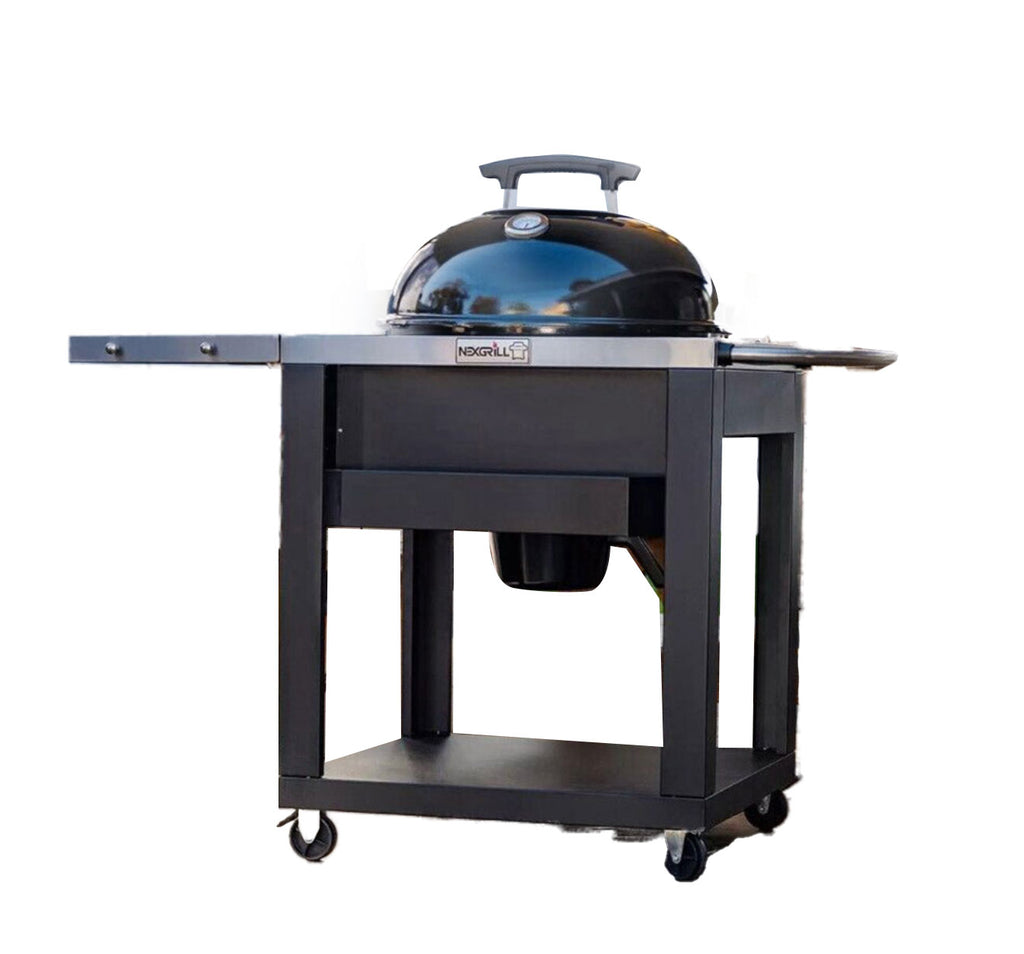 Texas-Style Charcoal Kettle Cart -Prep Side Tables, Condiment Rack