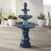Imola Slate Blue 3-Tier Ceramic Water Fountain. 115cm