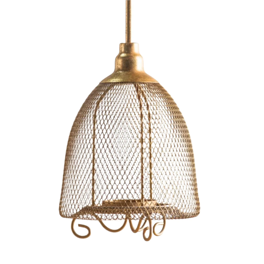 Aimi Hanging Metal Candle Holder - French Gold Mesh