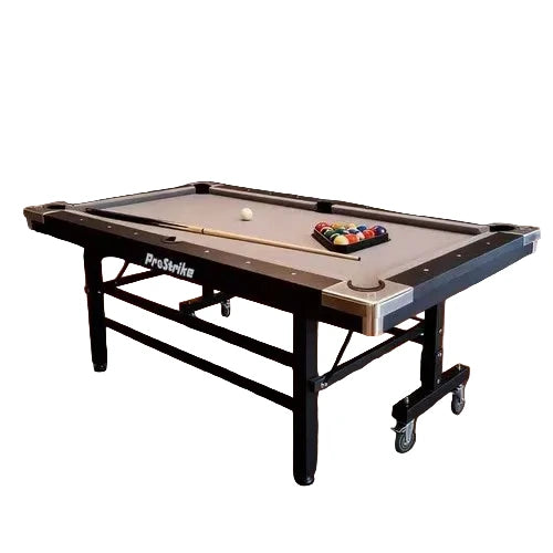 ProRite Pool Table with Folding Legs Wheels. Black with Grey Felt