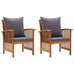 Brando et of 2 Solid Acacia Garden Chairs w/Cushions