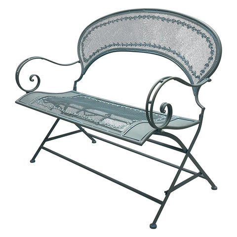 Gennaro 2 Seater Bench with Fanned Back - Blue Grey