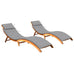 Jamilla Pair of Matching Acacia Sun Loungers 2 pcs w/Table & Cushions