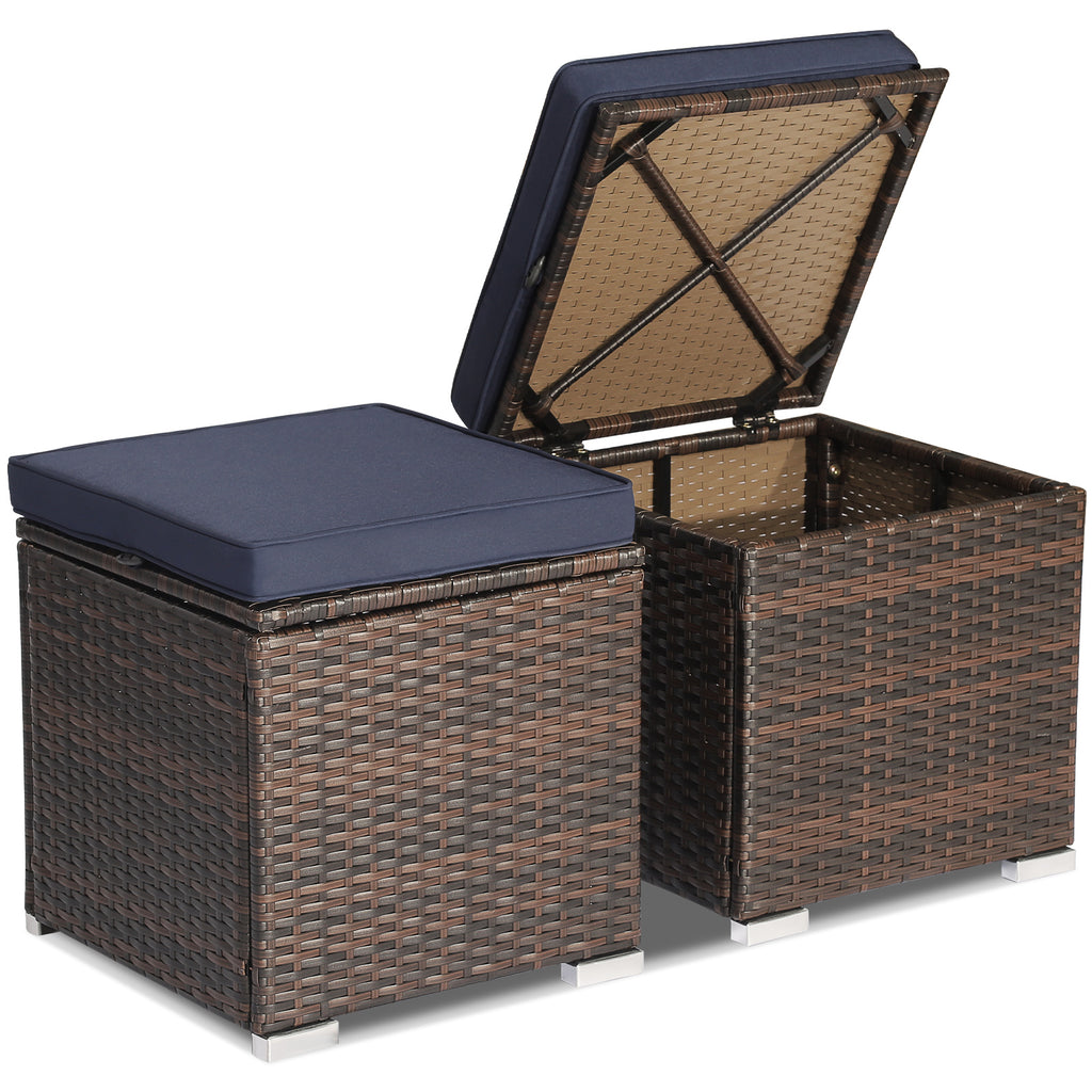 Pair of Lourmarin Rattan Ottomans/Storage Box