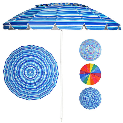 Vivi Beach Umbrella/Sun Shade w/Cup Holder & Carry Bag --- 3 Design Colours