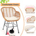 Luna ALL WEATHER 3pc Rattan Bistro Set w/Tempered Glass Table