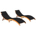 Jamilla Pair of Matching Acacia Sun Loungers 2 pcs w/Table & Cushions