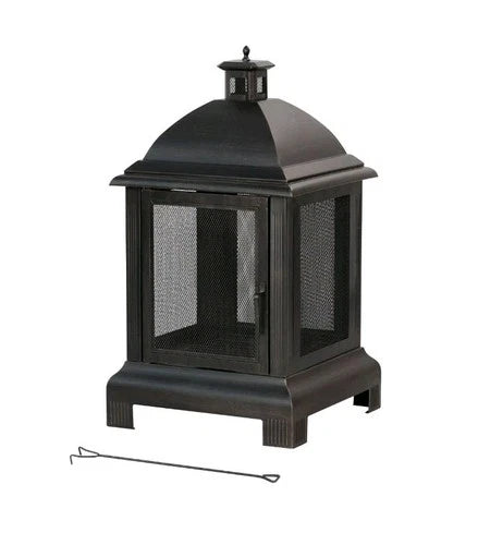 Santos Lantern-Style Steel Chiminea Bronze Finish