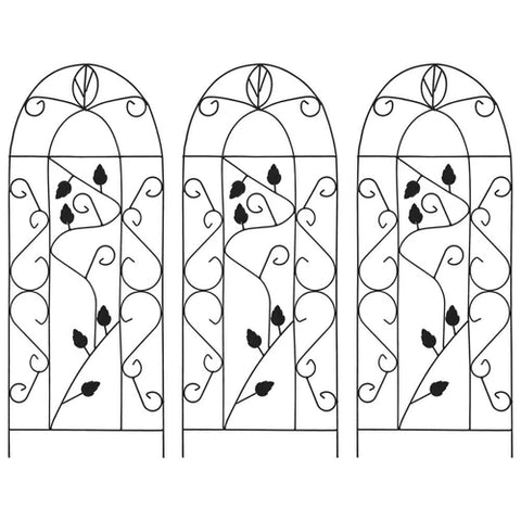 Evangeline Iron Plant Climbing Racks. 2 Designs. 3 pcs. Black 40x100 cm Iron