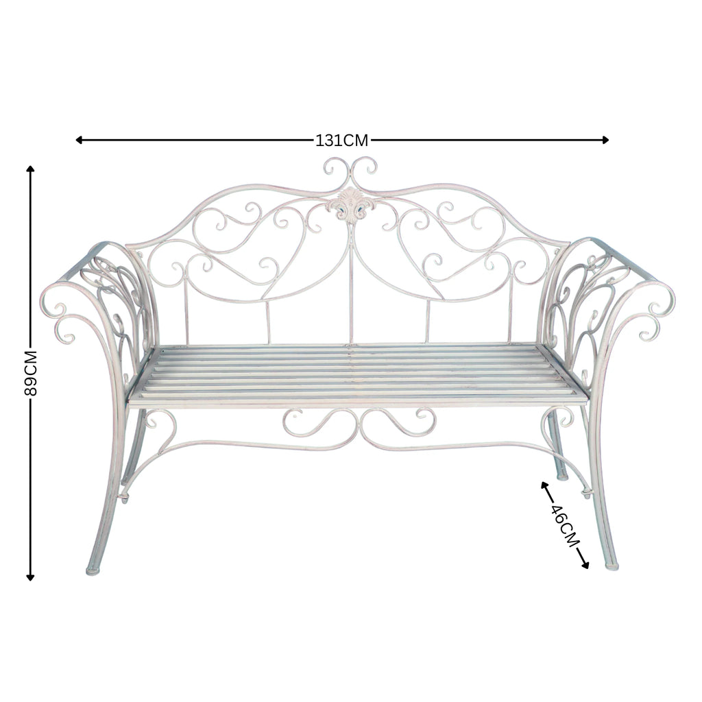 Lula Garden Bench Seat - Antique Cream