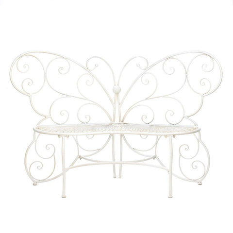 French Butterfly Wrought Iron Garden Bench