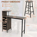 Ionna 3pcs Bar Table Set w/ Storage Shelf & Wine Rack