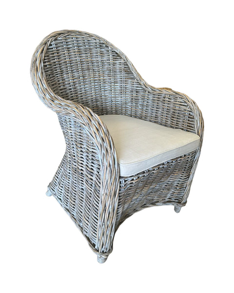 Aversa Hand Woven Cane Armchair - White or Grey