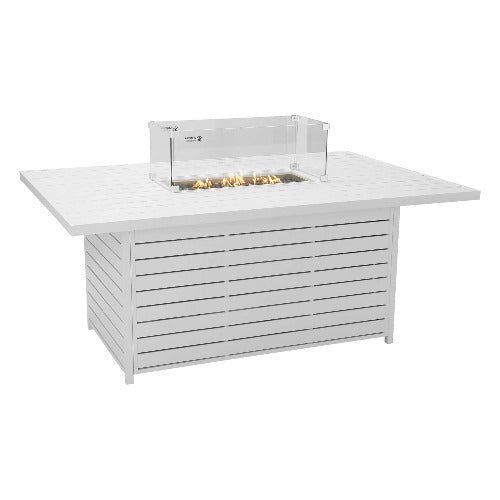 Agni Rectangular Gas Fire Pit Table – White