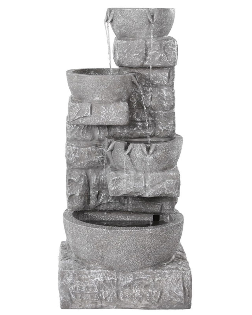Minerva Solar 4-Tier Rustic LED Light Water Feature