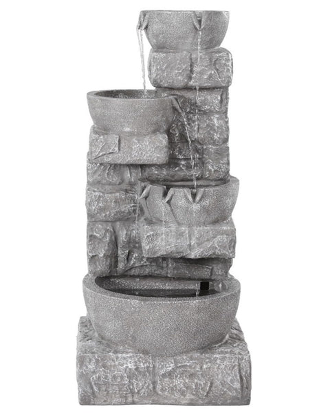 Minerva Solar 4-Tier Rustic LED Light Water Feature