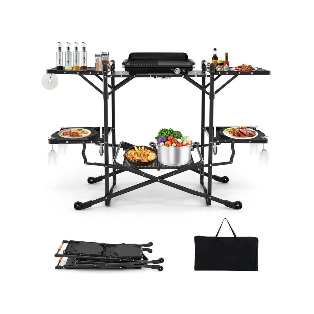Filla Patio Kitchen Table/Cook Station Aluminum w/4 Side Tables