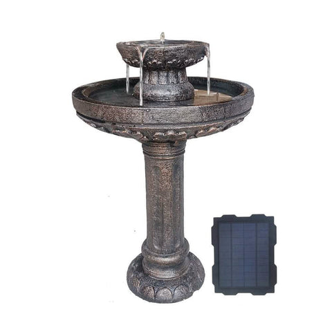 Azlan Solar Birdbath/Fountain w/ Battery Backup - 77cm