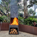 Gaetano Steel Chiminea Fire Pit w/Built in Log Rack