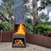 Gaetano Steel Chiminea Fire Pit w/Built in Log Rack