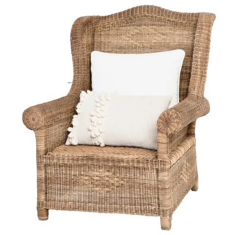 Classic Wingback Woven Cane Chair