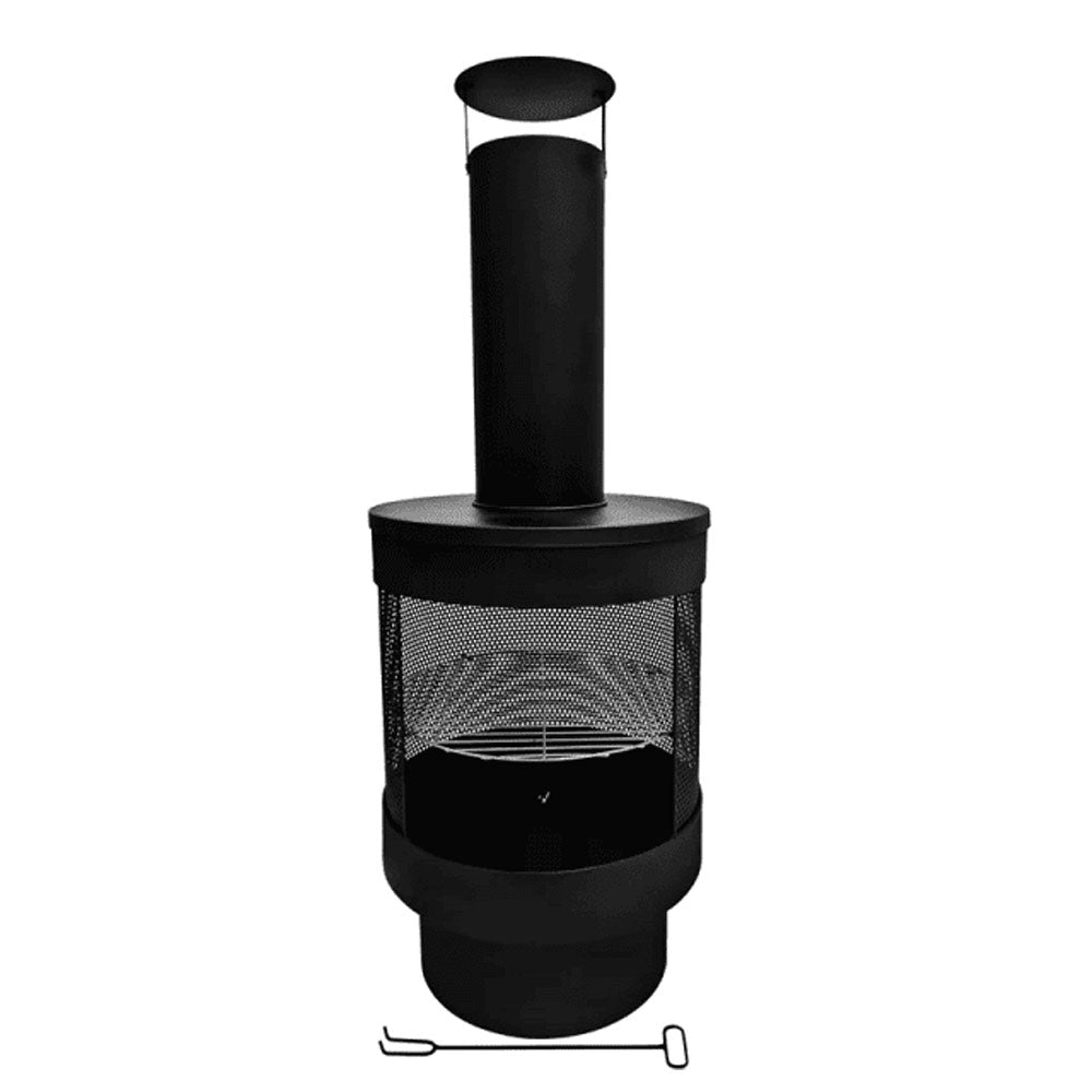 Reze Mesh Surround Steel Chimenea w/Grate & Fire Tool