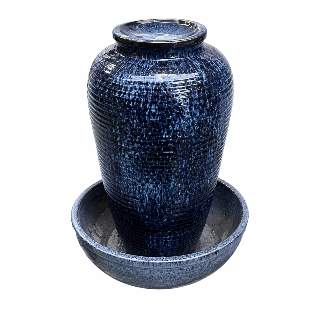 Acosta Ribbed Urn-Style Glazed Fountain