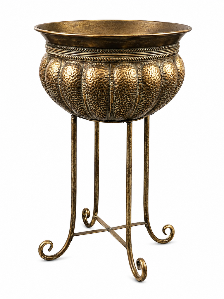 Zoey Burnished Standing Metal Planter