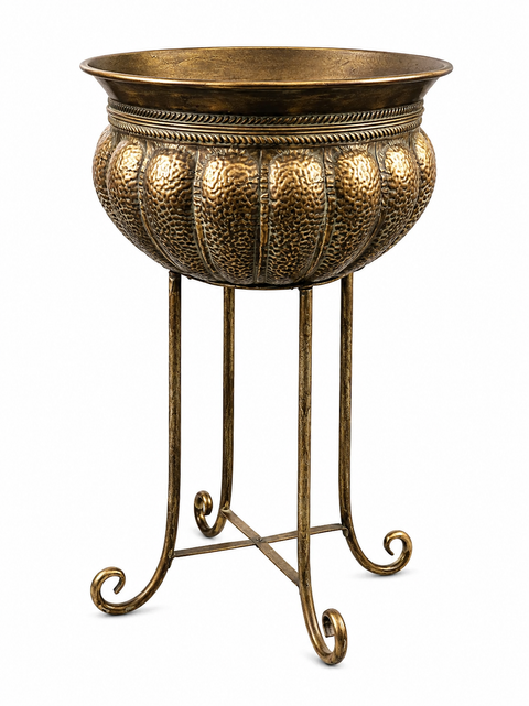 Zoey Burnished Standing Metal Planter