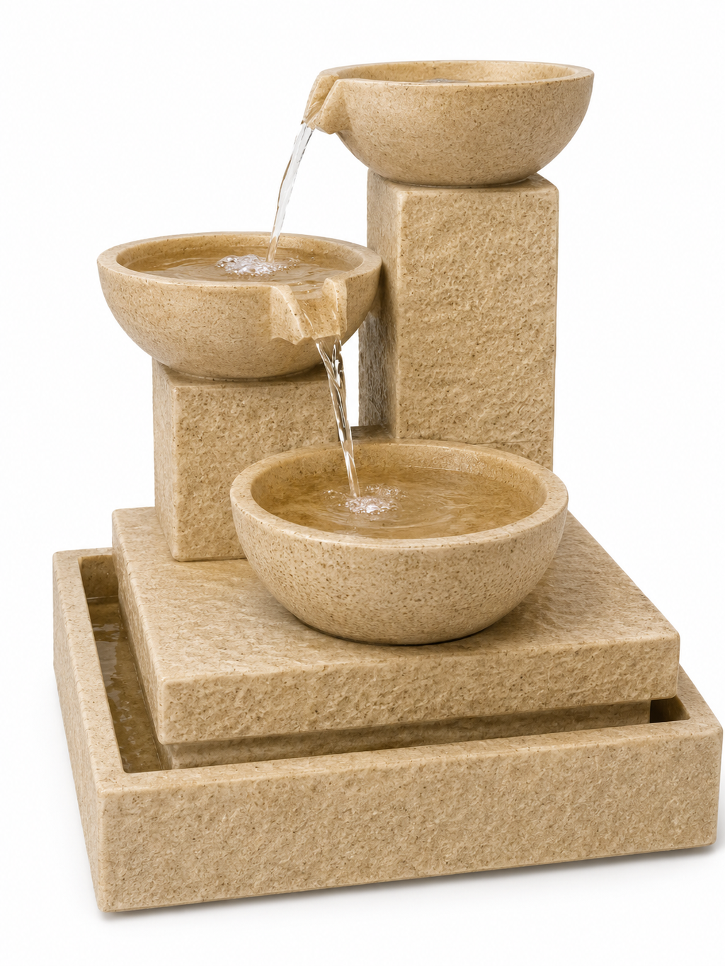 Chalandri GRC Small Sandstone Trio Cascade Fountain