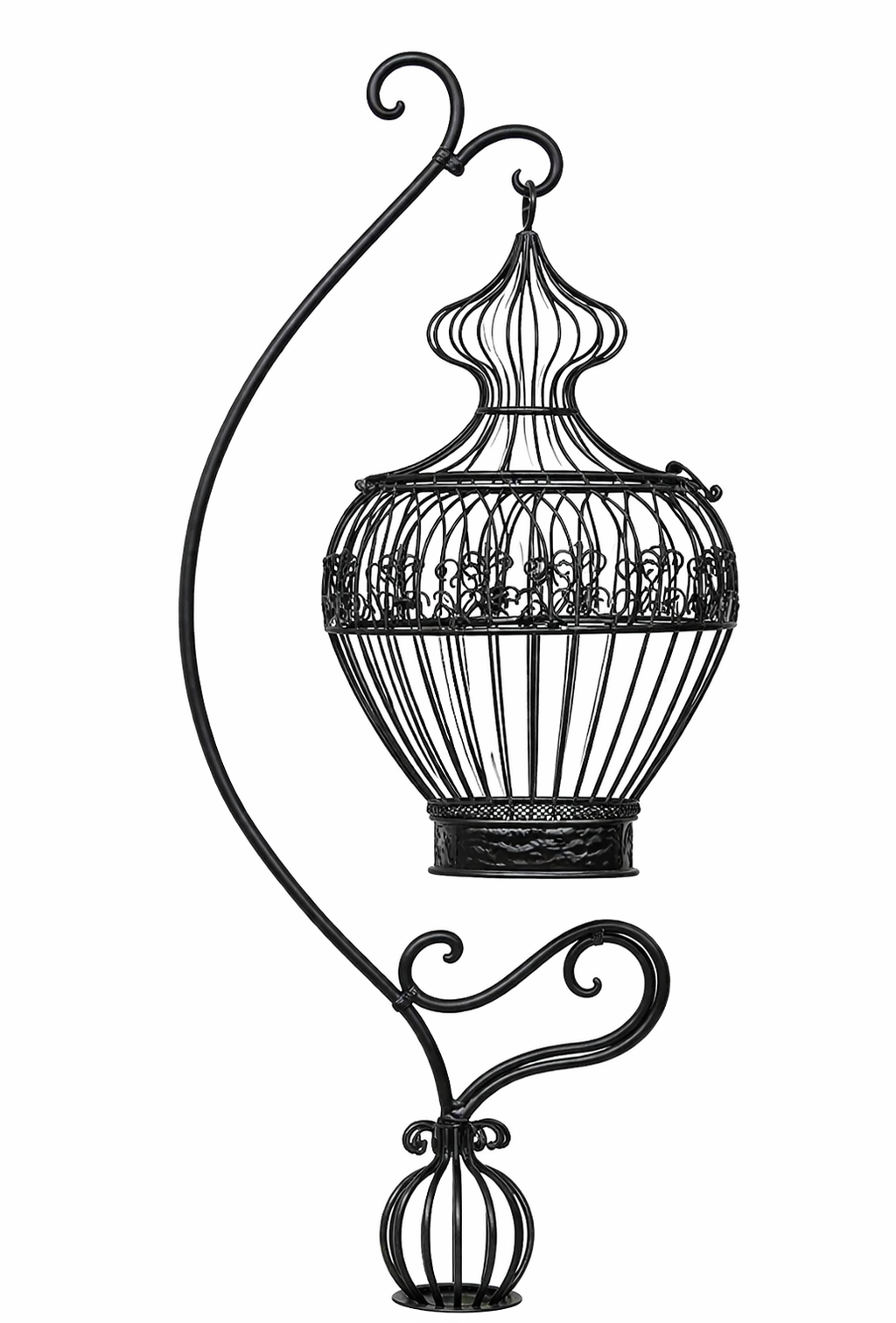 Honfleur Decorative Black Wrought Iron Birdcage. 1.65m