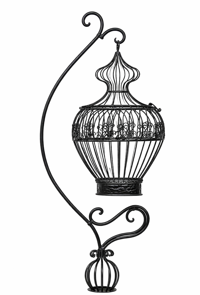 Honfleur Decorative Black Wrought Iron Birdcage. 1.65m