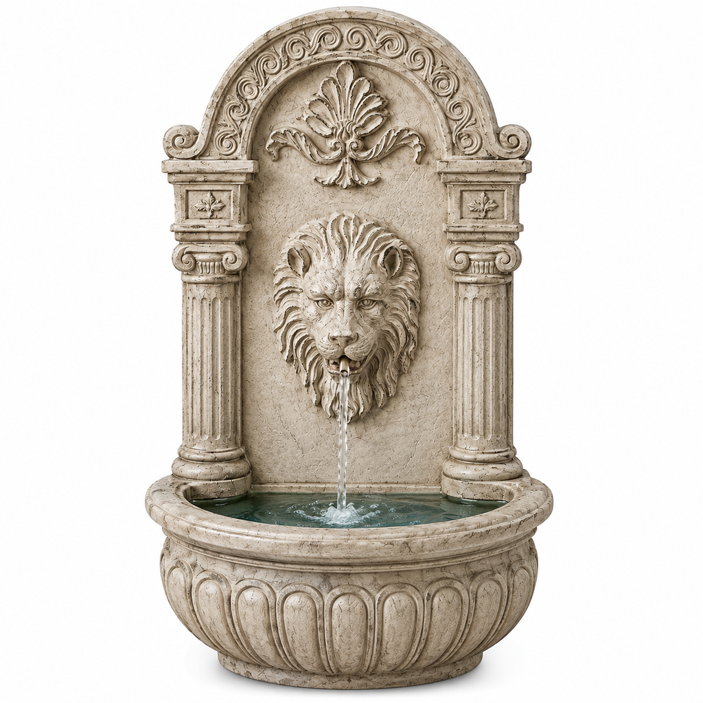 Jungle King Solar Wall Fountain. 77CM Beige
