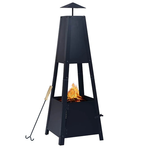 Zander Steel Black Chiminea/Firepit.35x35x9 35x35x99 cm