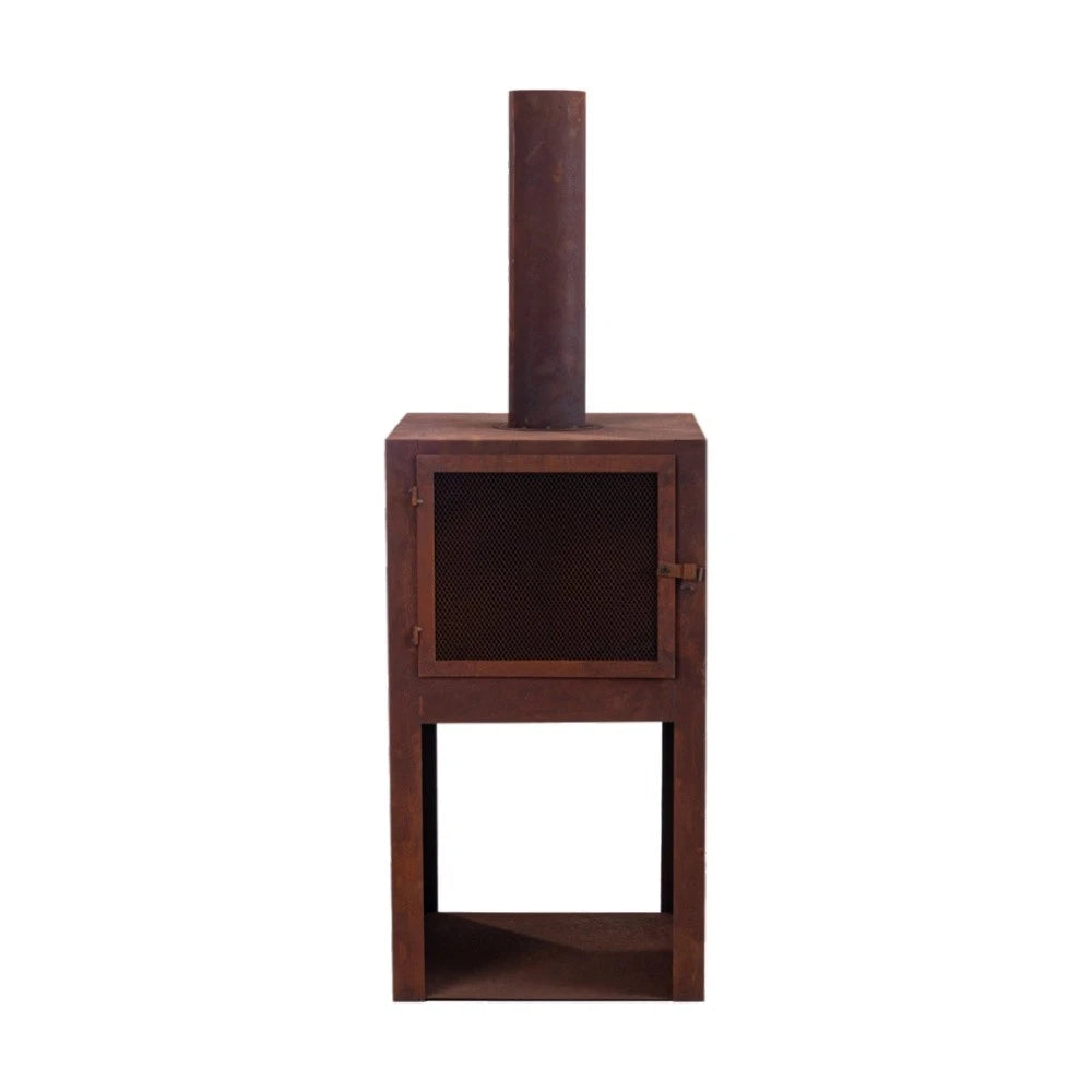 Zafir Fireplace/Chimenea W/ Wood Storage & Pedestal Base. 150cm