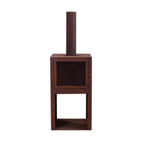 Zafir Fireplace/Chimenea W/ Wood Storage & Pedestal Base. 150cm