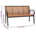 2 Seater Outdoor Garden Patio Deck Park Bench Chair Seat Steel Frame Brown Black