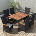 Nora 7 Piece Outdoor Dining Set - Poly Rattan - Acacia Wood - Black