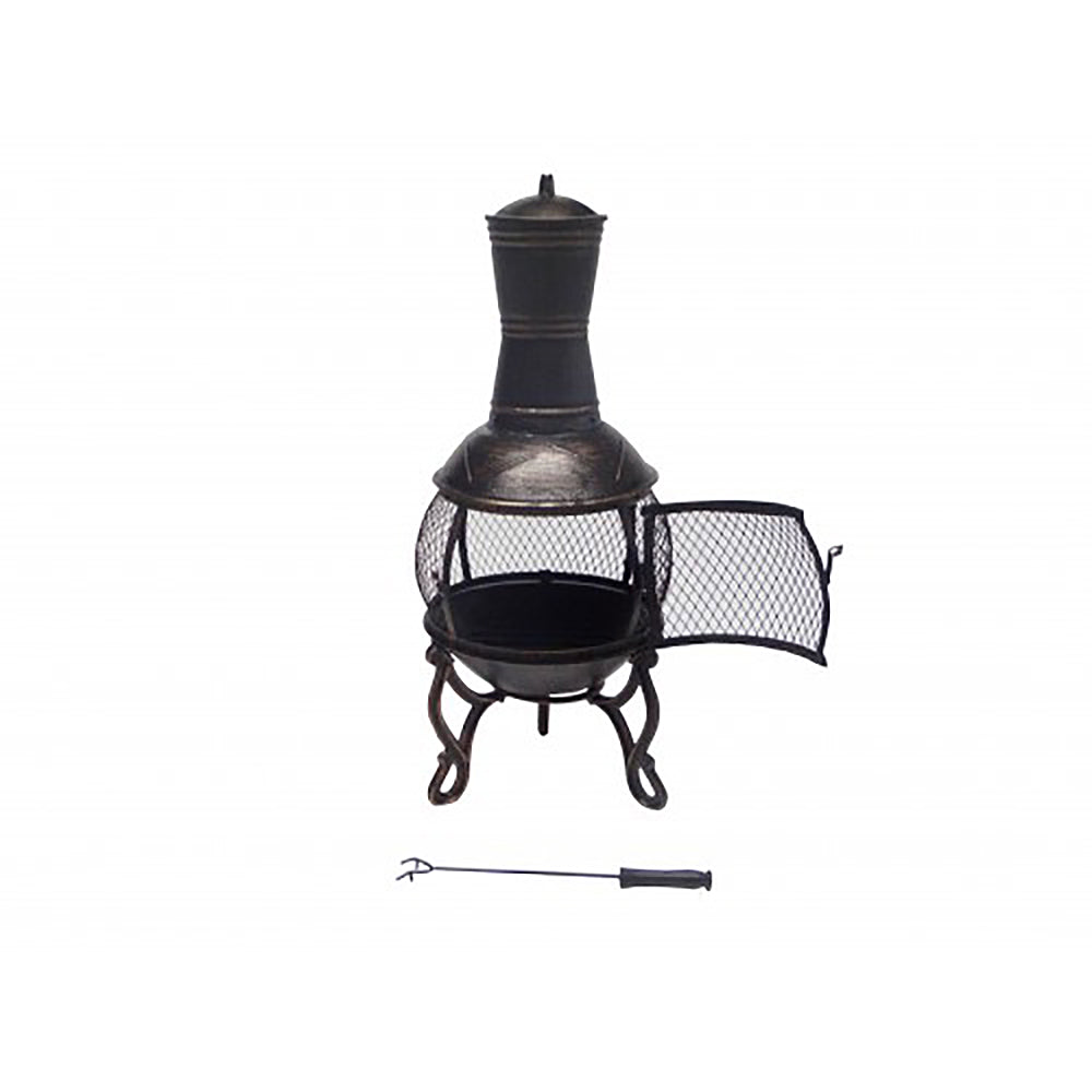 Caravelle Cast Iron Fire Chiminea w/Raincover, Poker and Grate - 2 sizes