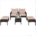 Xaviera 5 Piece Wicker Lounge Set  Patio - 2 Chairs, 2 Bench Ottomans,  Coffee Table