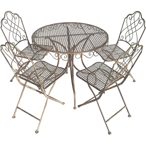 Leandro 5 piece Chair & Table Setting in Antique Bronze