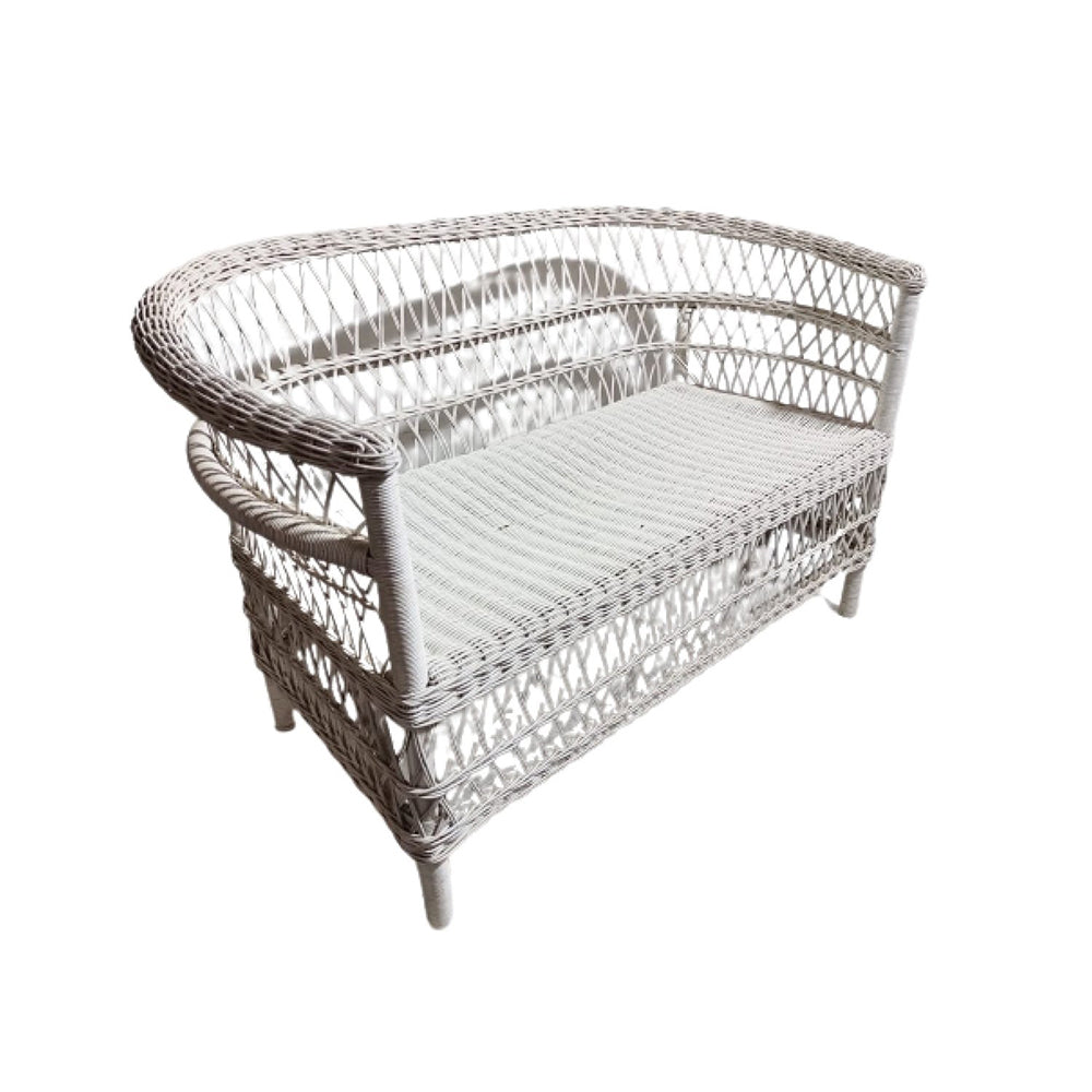 Xanthe Rattan Bench with Seat Cushion  - White or Natural