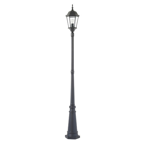 Fina Aluminium Post Lantern w/Clear Glass Diffuser - 223cm, Black